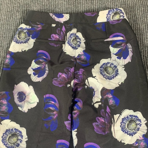 J Crew Pants Women 0 Black Floral Straight Lined 28x25 Mid Rise Formal Elegant - Picture 13 of 16